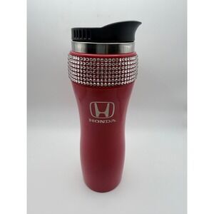Honda Red Stainless Steel Travel Tumbler Rhinestone Bling Insulated Mug Lid